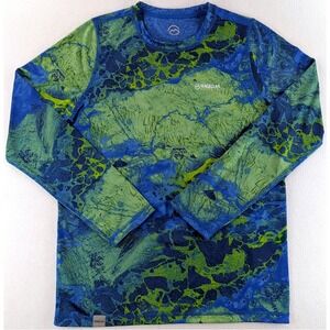Magellan Outdoors Mens S Realtree Wave Blue Green Camo Long Sleeve Fishing Shirt